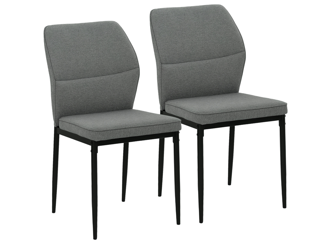 Conjunto 2 Cadeiras Sala de Jantar Poliéster Cor Cinzento 45x57x86 cm Homcom