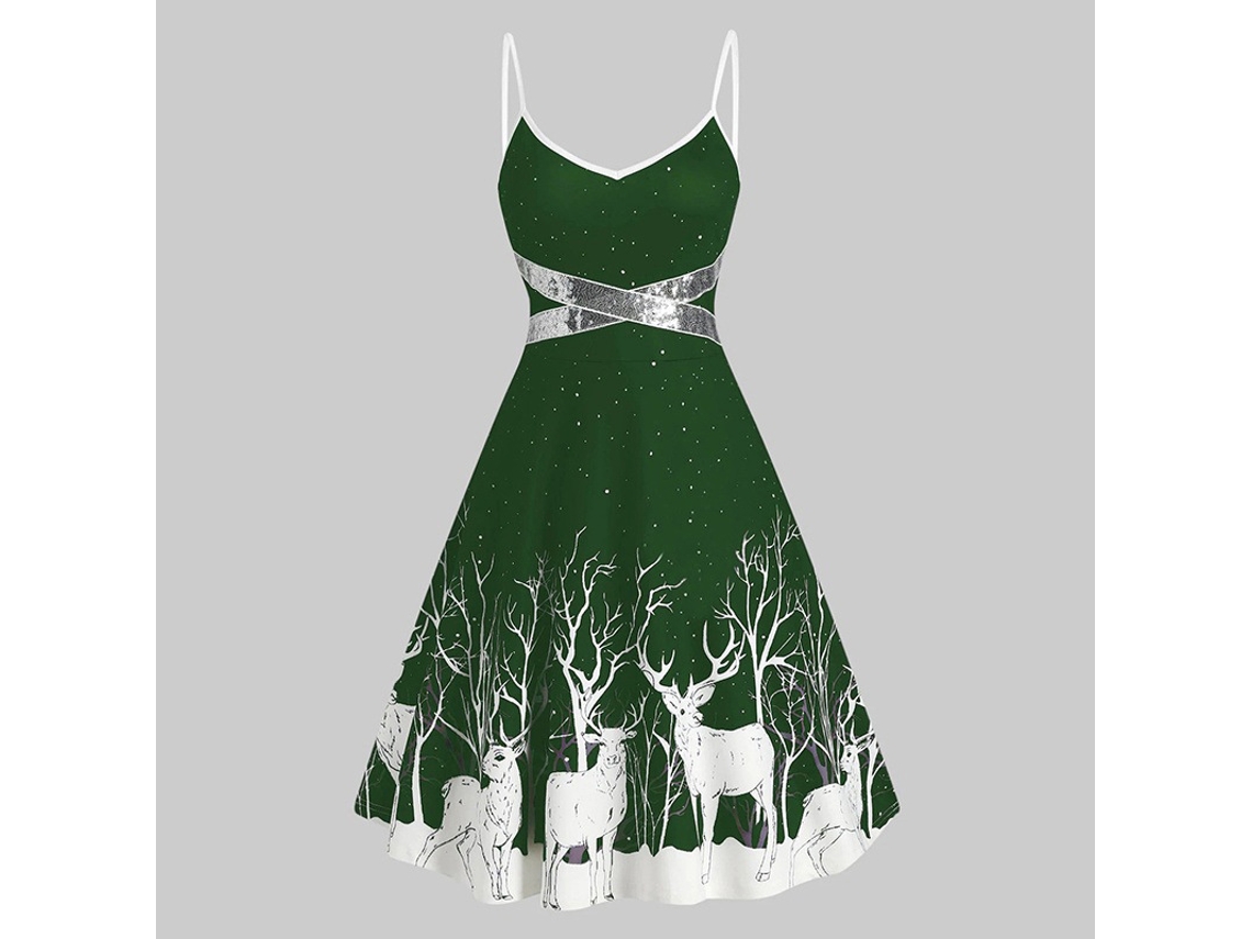 Roupa de Natal Vestido Suspensor Branco Fulvo Xl