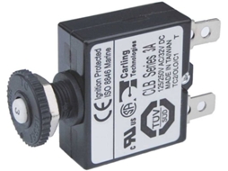 Interruptor BLUE SEA Push Button Thermal With Quick Connect Terminals Preto