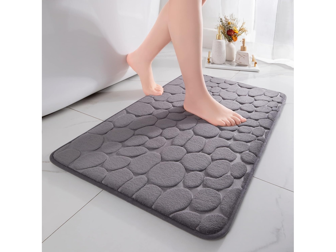 Tapete De Banheiro - Portátil - Absorvente - Decorativo Antiderrapante - 60×90 Cm, Cinza Escuro