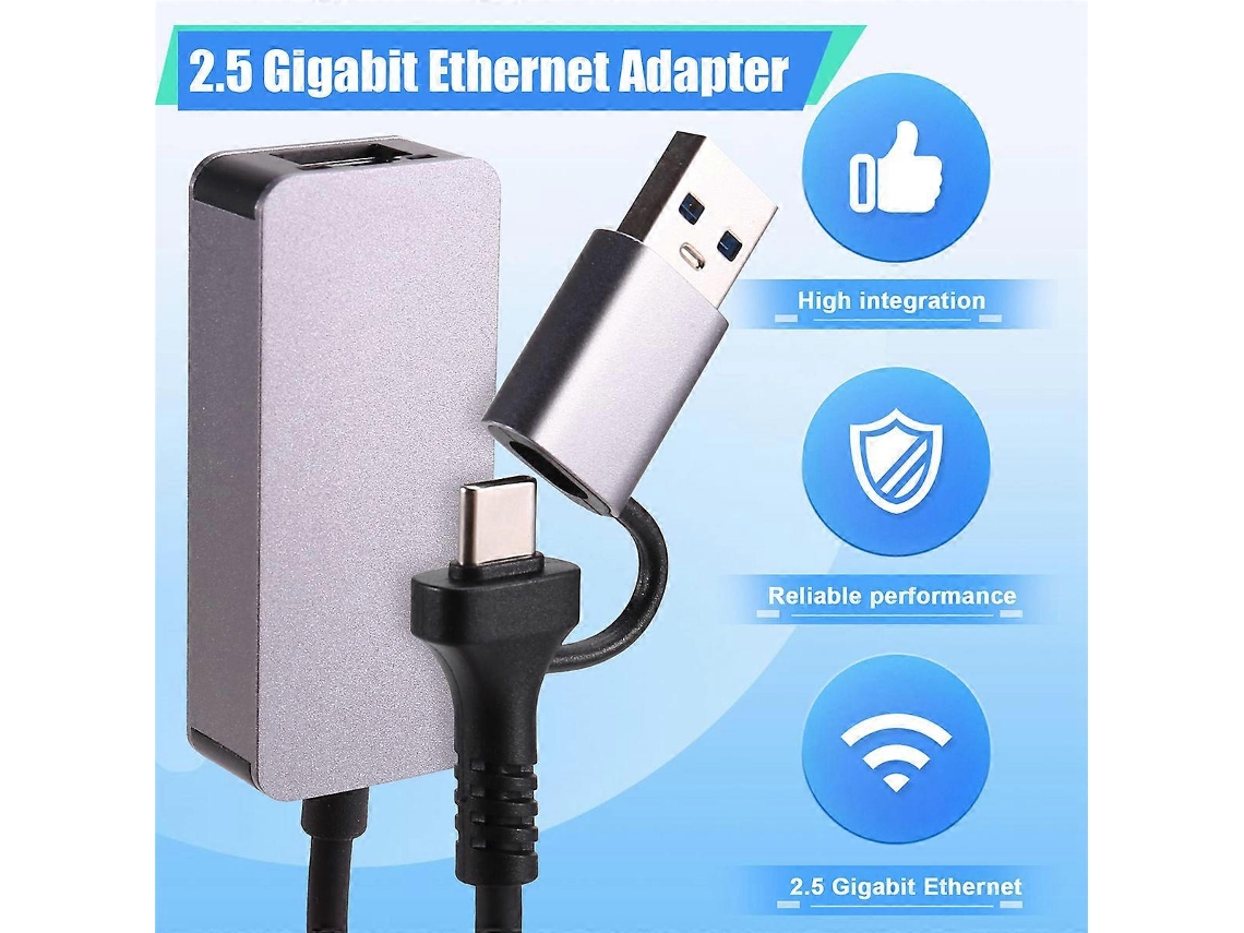 Placa De Rede Usb 3.0 Tipo C Para Lan Rj45 De Alta Velocidade 2.5g Aquaforge