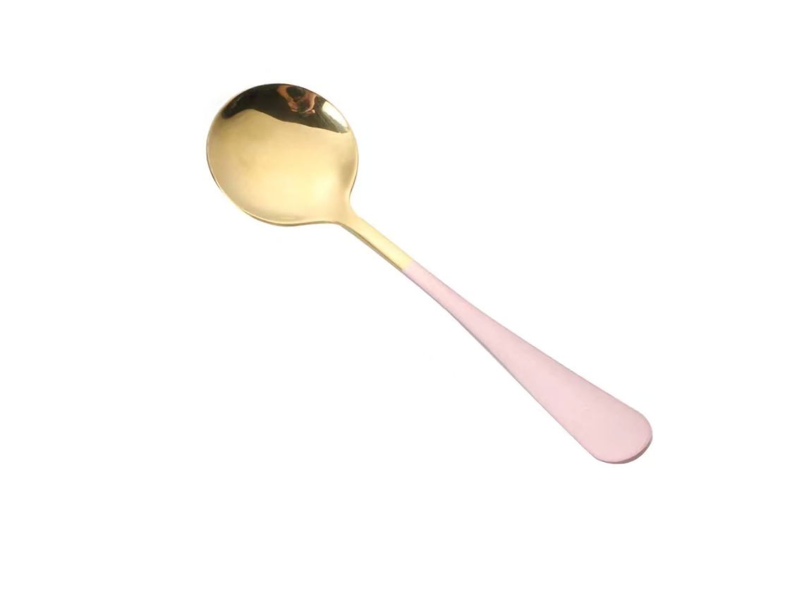 Colher de Aço Espessa LAXISCREED com Cabo Longo Rosa Ouro