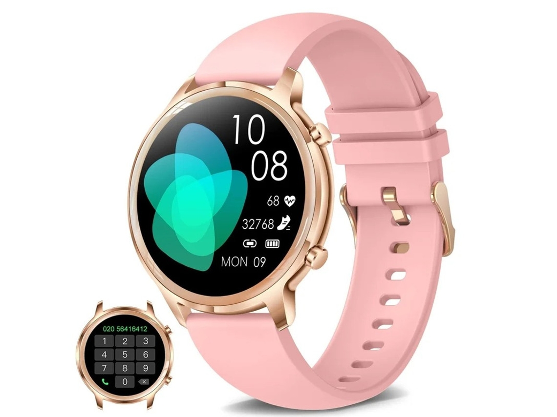Relógio inteligente para mulheres, rastreador de fitness, atende/faz chamadas com monitor de frequência cardíaca Spo2 e som Bestvite Watch
