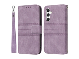 Capa Tkdaddy Para Samsung Galaxy S25 Fe, Capa Tipo Carteira, Em Couro Com Estampa De Pele Sensível Ao Toque, Com Alça De Pulso, Roxa