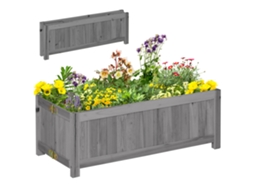 Vaso elevado de madeira em cinza, com base aberta, 70x30x25cm | S/MARCA