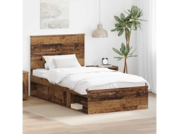 Vidaxl Estrutura da Cama com Cabeceira Madeira Antiga 100 X 200 Cm