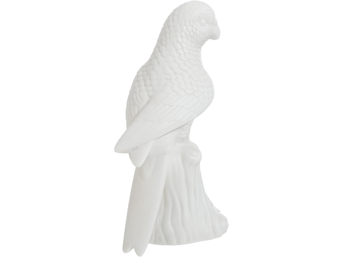 Estatueta Papagaio Cerâmica Branca Decoração Exclusiva Escritório Estar Ornamento Artístico Durável Casa Sala GOKOCO
