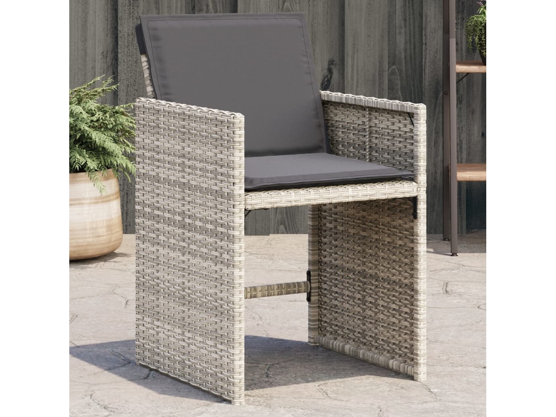 Vidaxl Cadeiras De Jardim Com Almofadões 4 Pcs Vime Pe Cinzento-claro
