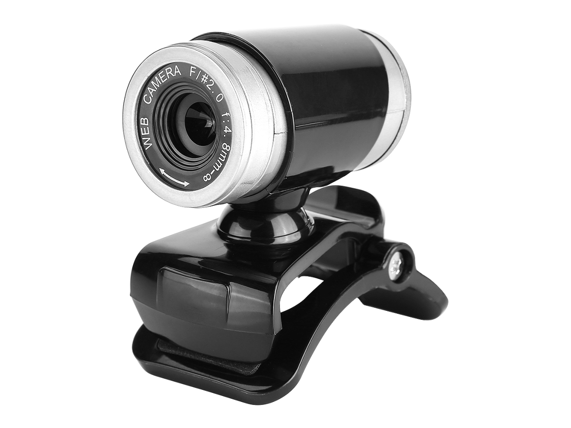 Câmera Web Usb Hd De 0,3 Megapixels Com Microfone, Clip On 360 Graus, Pretoprata Luz Dourada