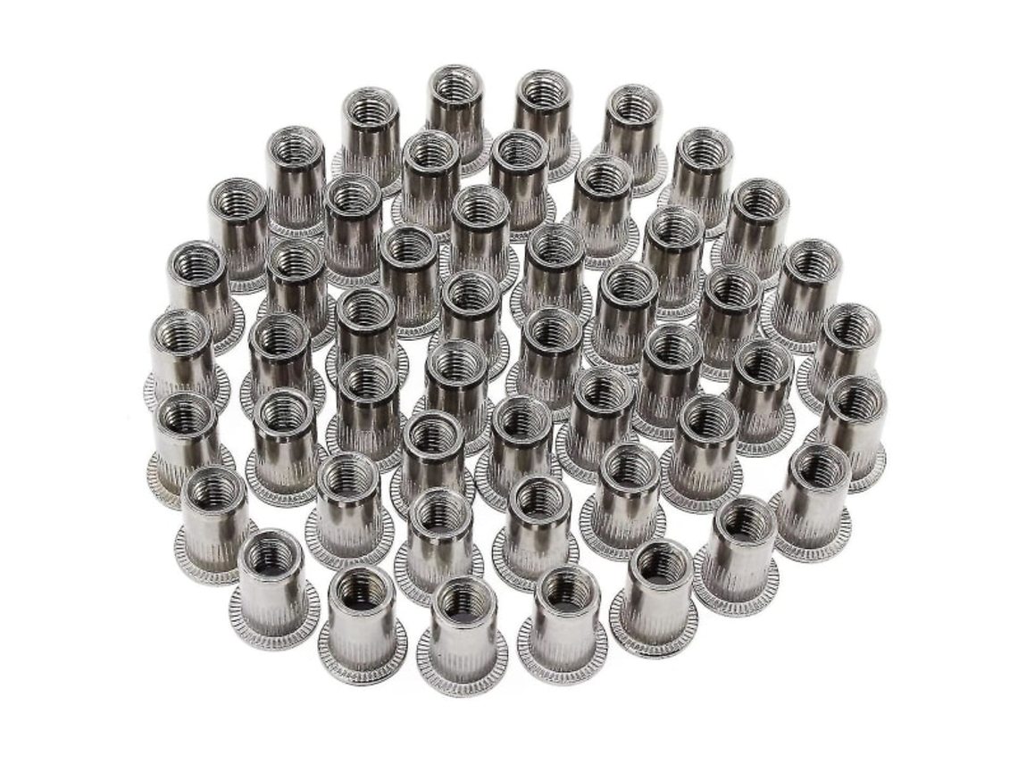 Pacote Com 50 Porcas De Rebite M6 Em Aço Inoxidável
