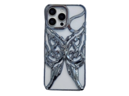 Capa Tkdaddy Para Iphone 16 Pro Max Galvanizada Com Estampa De Borboleta Vazada E Design Criativo Em Tpu, Azul