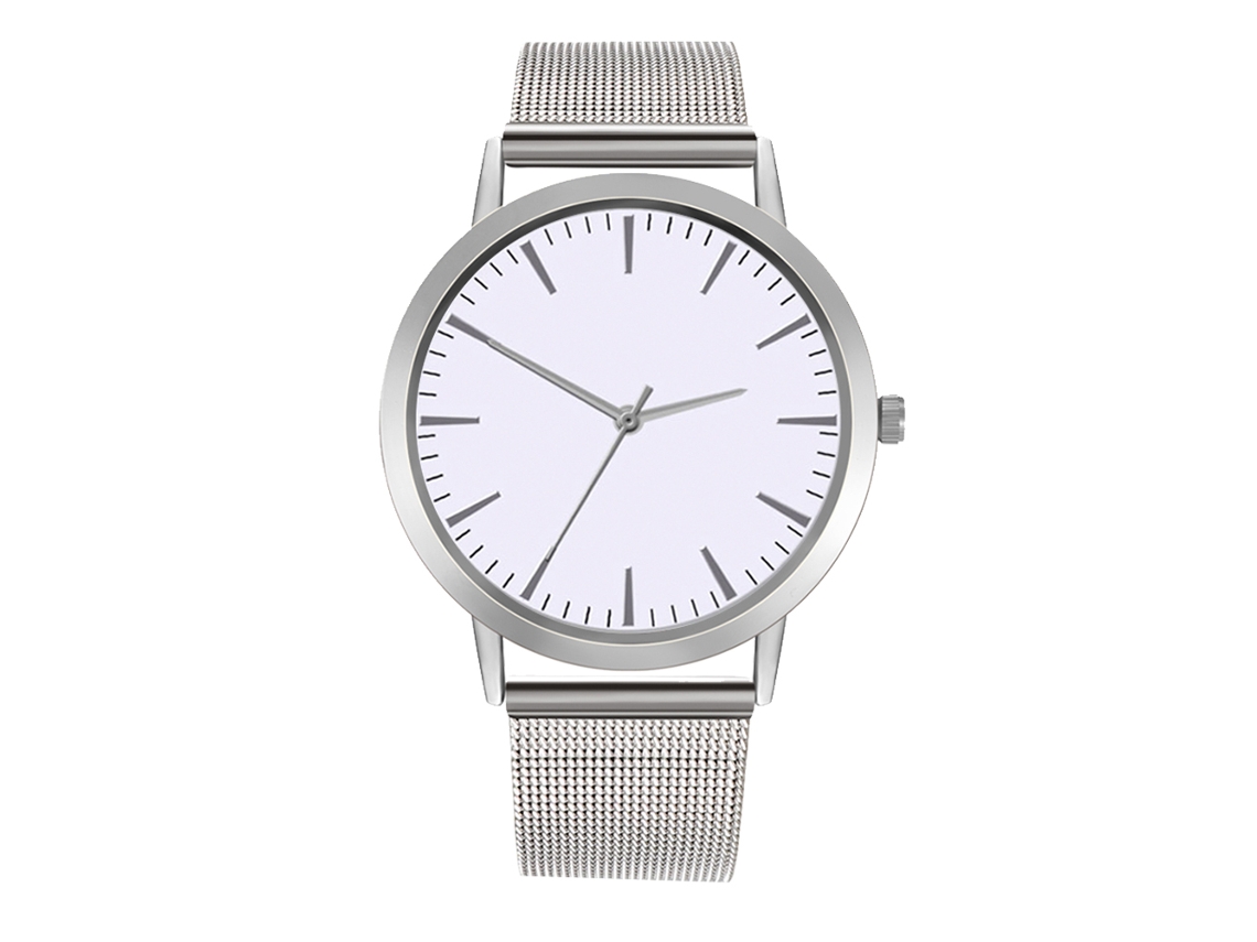 Relógio Analógico de Pulso de Quartzo com Pulseira de Malha Simples e Elegante Zhoulianfa (prata)