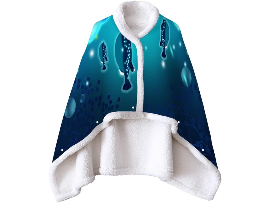 Manta de Lã Sherpa Fansu Grossa Macia Estampada com Botões em Microfibra Ideal para o Inverno Adultos e Crianç