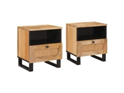 Armário Cabeceira com Gaveta 2 Pcs Natural 40 X 33 X 46 Cm VIDAXL