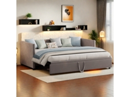 Sofá Cama 90x200/180x200 Cm Com Cama Extensível, Sofá Cama Juvenil, Estofado Em Veludo, Cinza Ycone