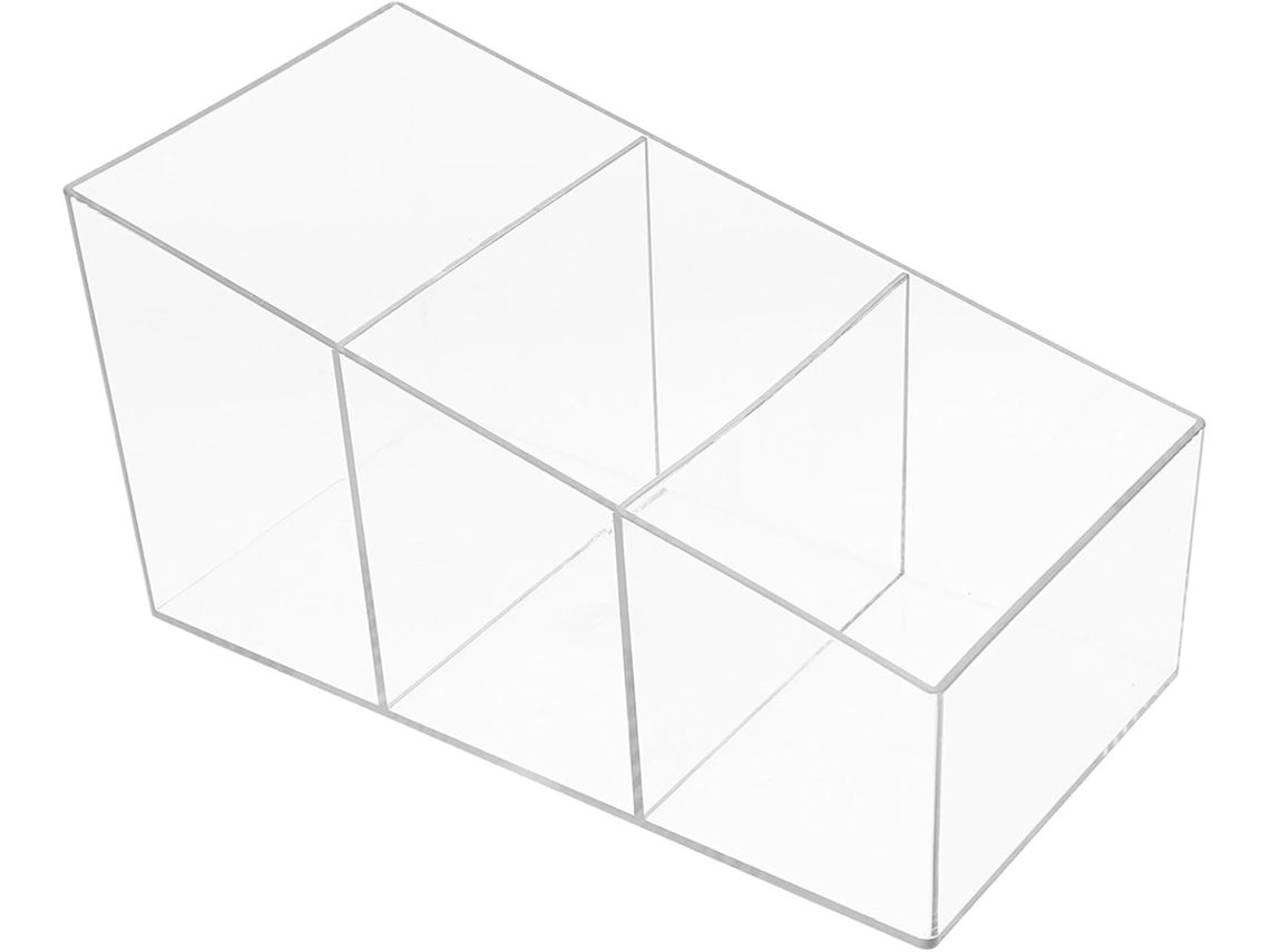 Caixa Organizadora Transparente De Pet Com 3 Compartimentos