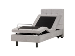 Cama Ajustável Estofada Com Comando Remoto Beliani Duke De Tecido Cinzento Claro 80x200