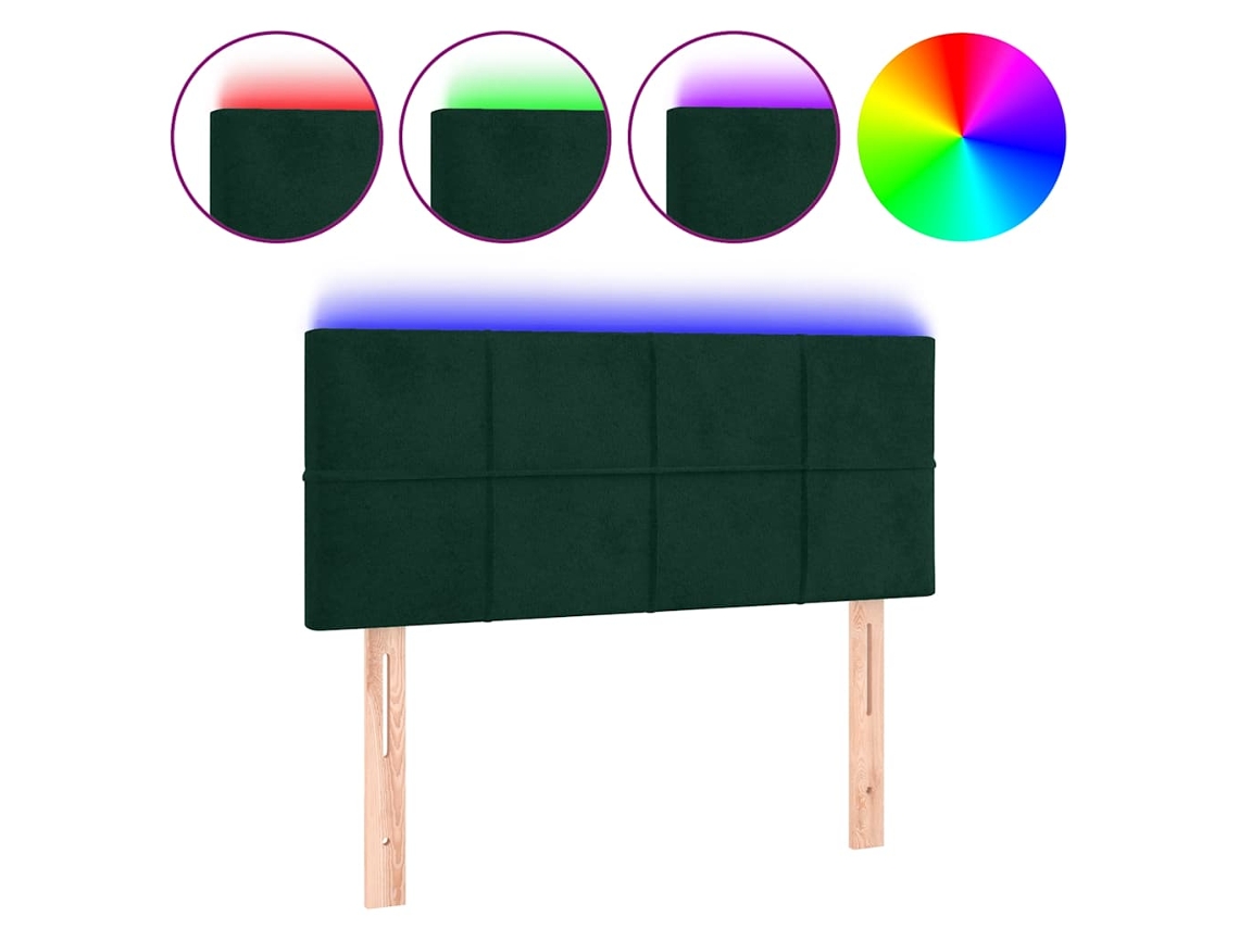 Cabeceira de Cama com Luzes Led Veludo Verde Escuro MAISON EXCLUSIVE (90x5x78 cm)