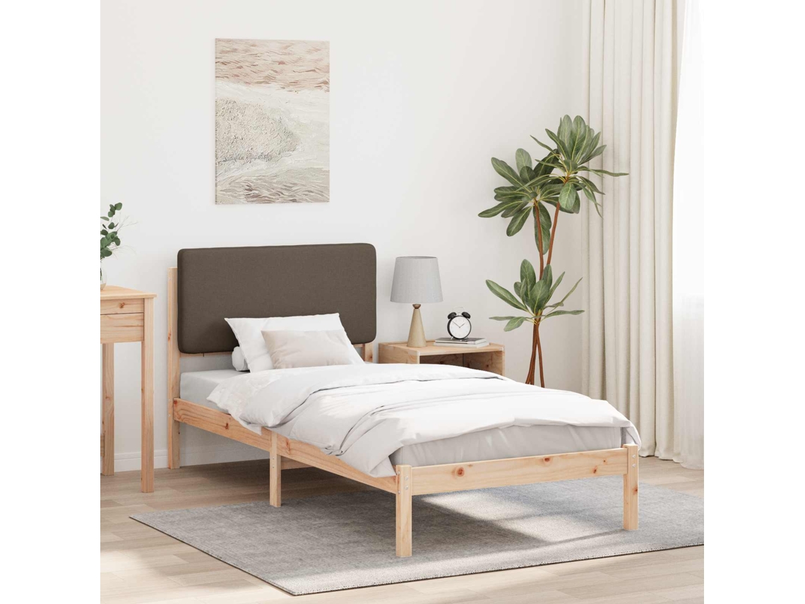 Vidaxl Estrutura de Cama com Cabeceira Estofada Cinzento acastanhado