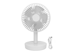 Ventilador de mesa oscilante USB 3 velocidades 5 pás vento suave pequeno portátil branco S/MARCA