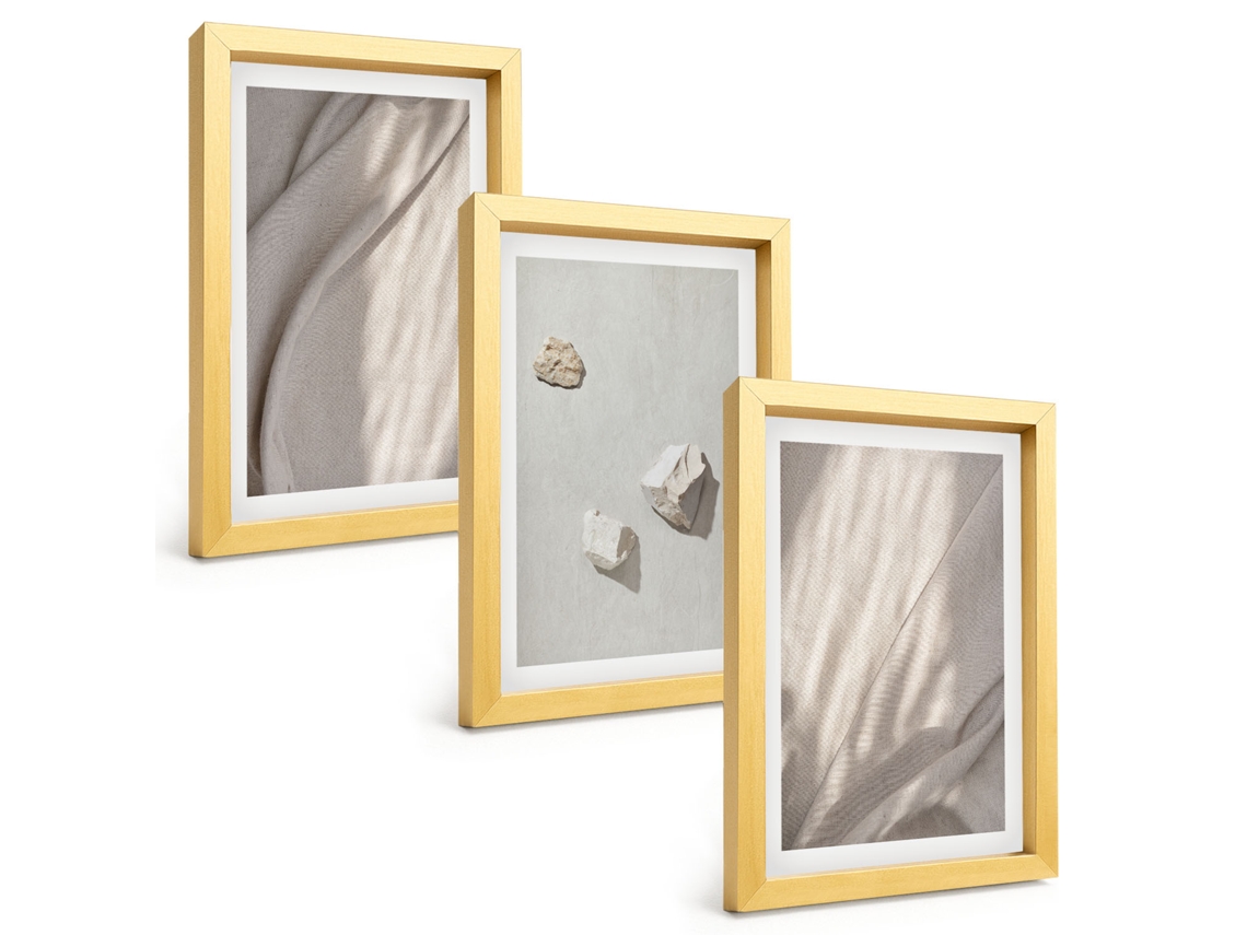 Conjunto De Pinturasclose-ups De Estruturas, Estilo Boho Moldura Dourada Quadros Para A Sala De Estar Espelharte (3 Peças 20x30 Cm)