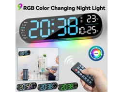 Relógio De Parede Digital Led Com Data E Temperatura, Despertador, Temporizador E Controle Remoto Zeuxo