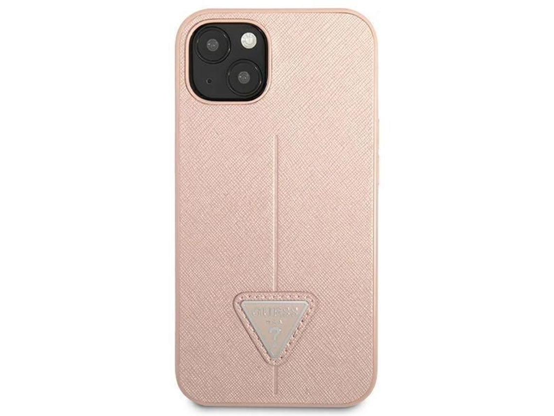 Capa Logótipo Triangular Saffiano para iPhone 14 Plus GUESS Rosa