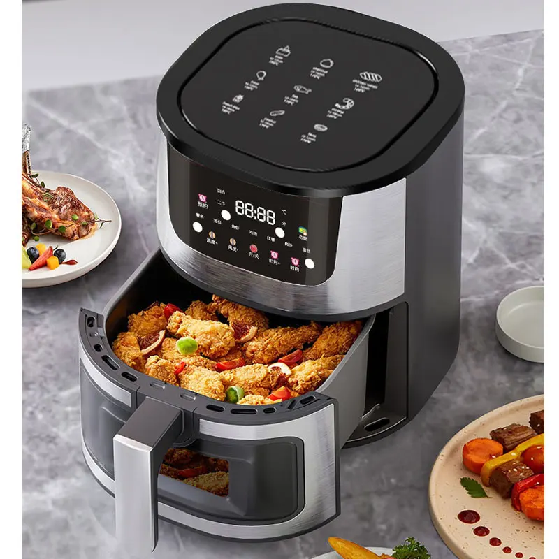 Fritadeira A Ar Multifuncional Sem Óleo, De Aço Inoxidável, Com Tela Sensível Ao Toque Inteligente De Grande Capacidade (15 Litros).