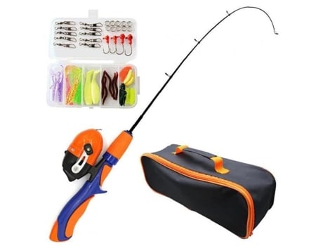 Pcs Cana De Pescar Para Crianças Com Vara De Pesca Telescópica E Rotação De Isca Iniciantes Laranja