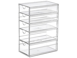 Organizador de Mesa para Maquiagem com Compartimento Protetor, Design Transparente, Ideal para Guardar Materiais de Escritório BRILVIBERA