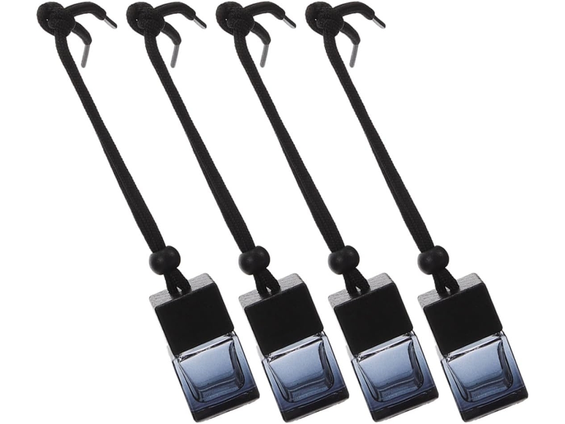 Conjunto De 4 Pingentes Perfumados Para Carro, Com Frascos De Vidro De 8ml.