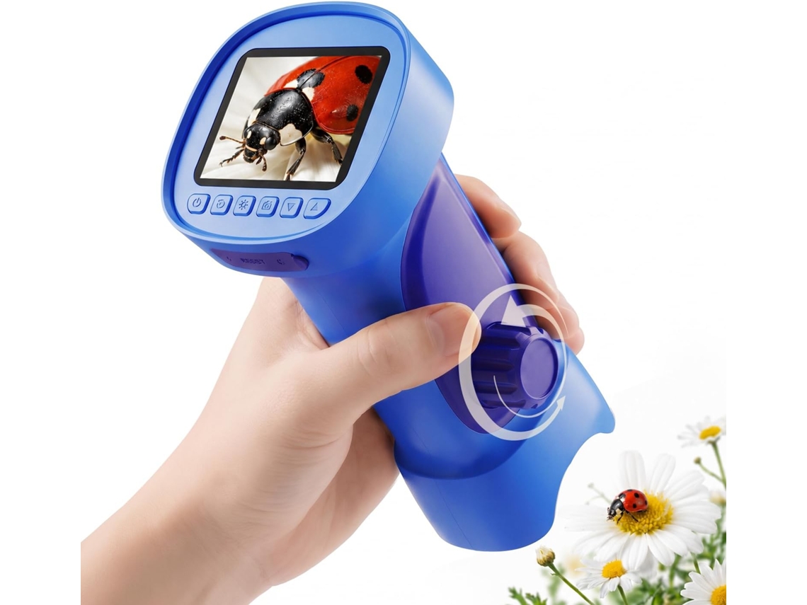 Microscópio Digital Portátil 4k 1000x Para Crianças, Equipado Com Tela Ips De 2,4 Polegadas.azul