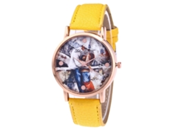 Relógio de pulso Zhoulianfa F-397a amarelo de quartzo para mulheres, homens e estudantes.