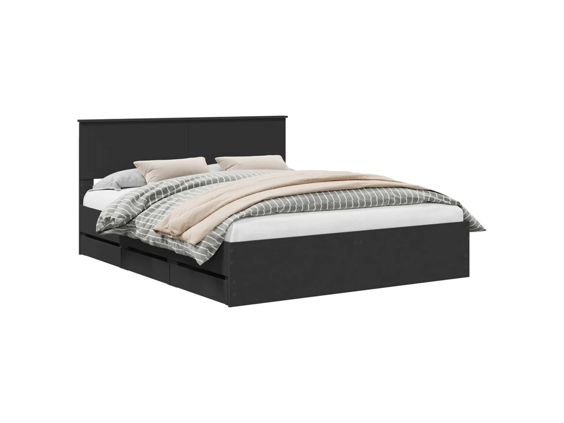 Estrutura de Cama MAISON EXCLUSIVE Preto 160 X 200 cm Madeira de Engenharia