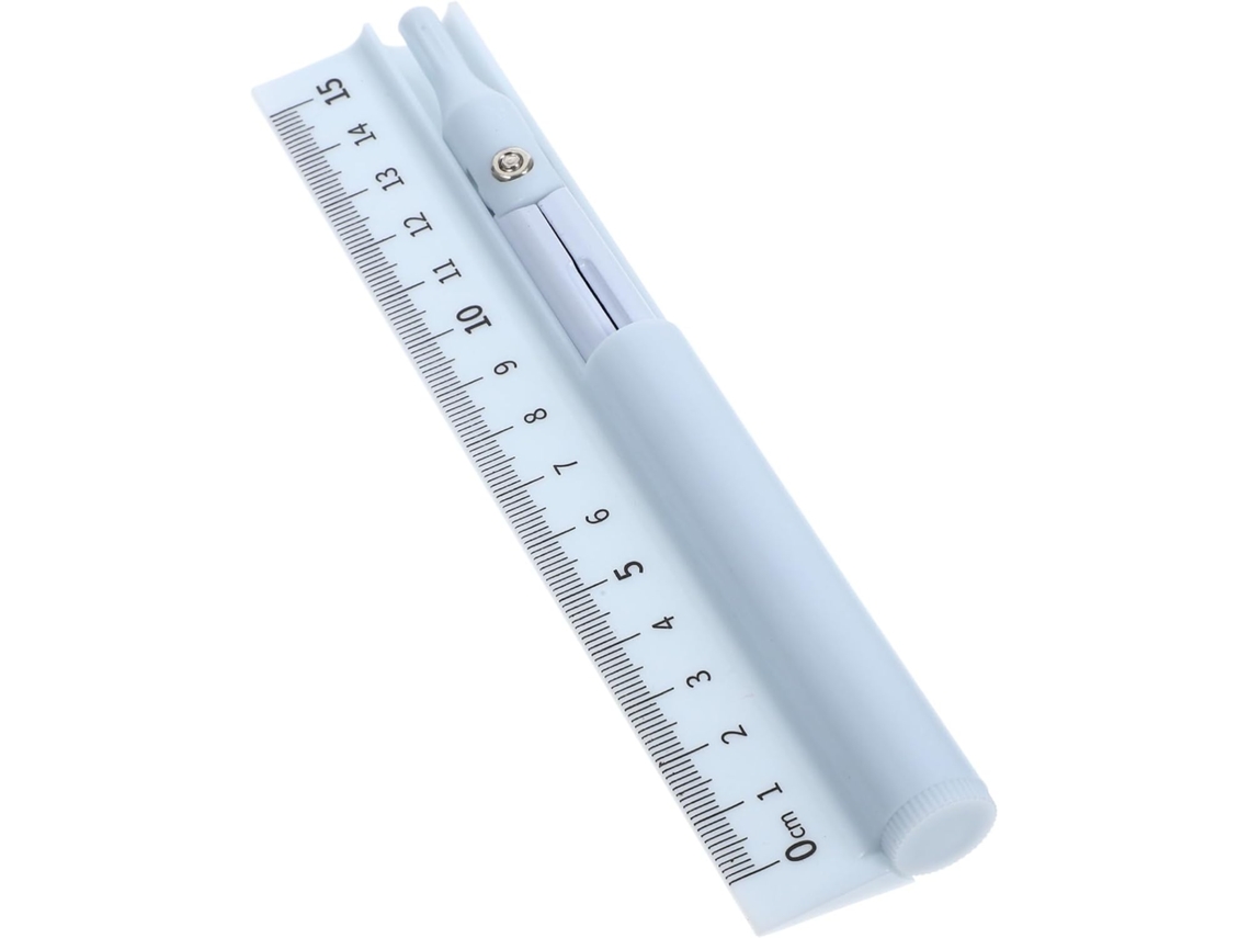 Caneta Compasso e Régua Doitool transparente em plástico, portátil e leve, ideal para estudantes e profissionais.