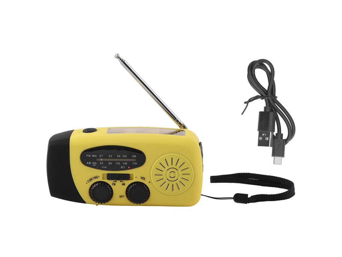 Rádio de Emergência AQUAFORGE com manivela, energia solar, lanterna Led para campismo, amarelo, estilo europeu