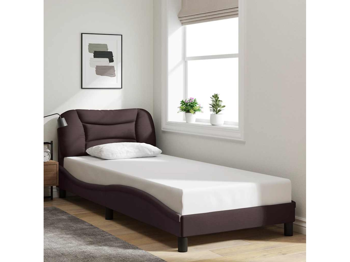 Vidaxl Estrutura De Cama Sem Colchão Hvar 90x190 Cm Tecido Castanho-escuro
