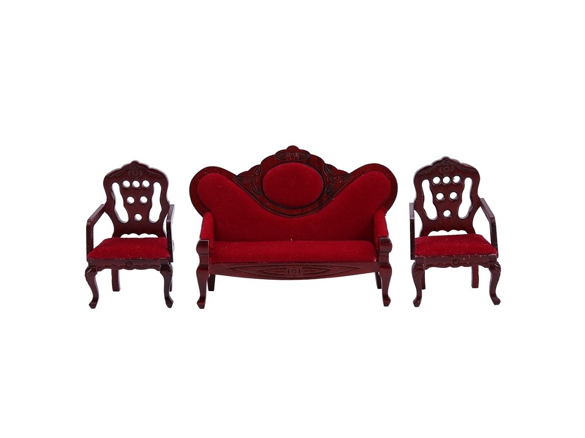 Muebles Em Miniatura Para Casa De Bonecas: Sofá E Poltrona Para Sala De Estar, Acessórios 1:12