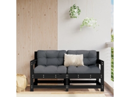 Vidaxl Sofás De Canto Para Jardim 2 Pcs Madeira De Pinho Maciça Preto