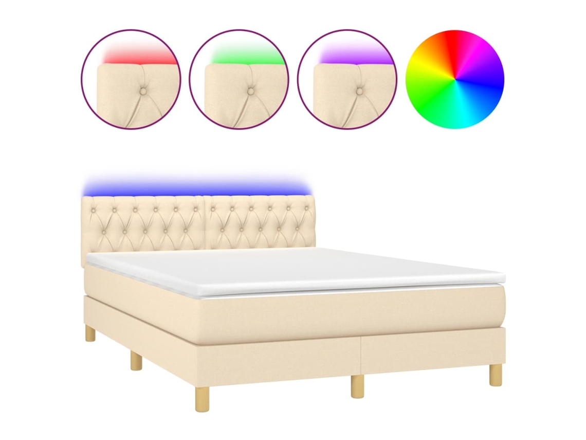Box Spring Bed, Box Spring Beds Vidaxl Creme Tecido (140 X 190 Cm)