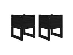 Planter, Planters Vidaxl Preto Madeira De Pinho (40 X 40 X 52.5 Cm)