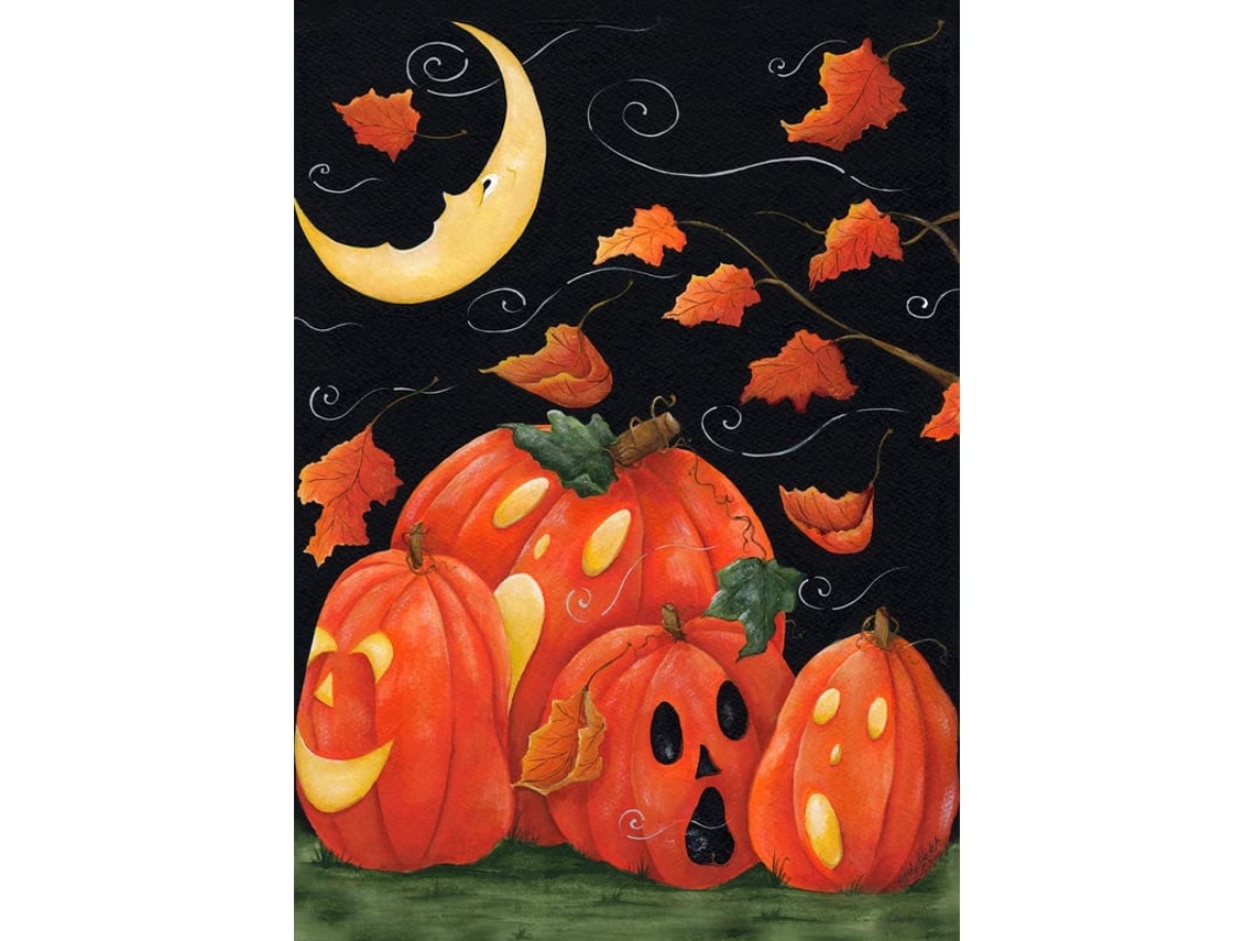 Bandeira Decorativa De Halloween Com Fantasma E Abóbora Jack Lantern Para Jardim Casa Noturna