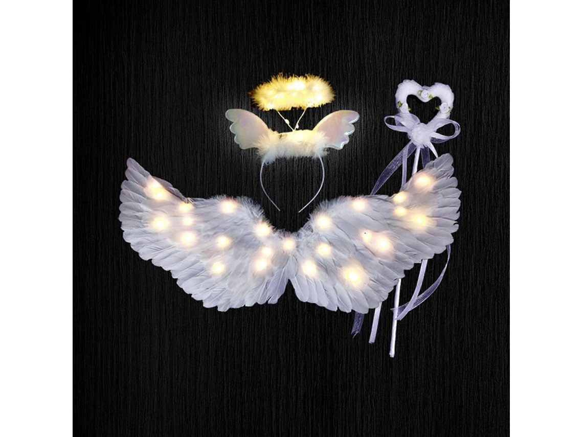 Asas de Anjo com Luzes Led Brancas 65*35cm Amarelo Nova Line