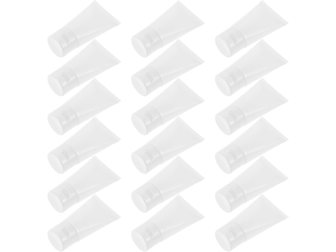 Ciieeo Pacote Com 50 Tubos Cosméticos Recarregáveis De Plástico Pe Branco Macio, 30ml, Leves E