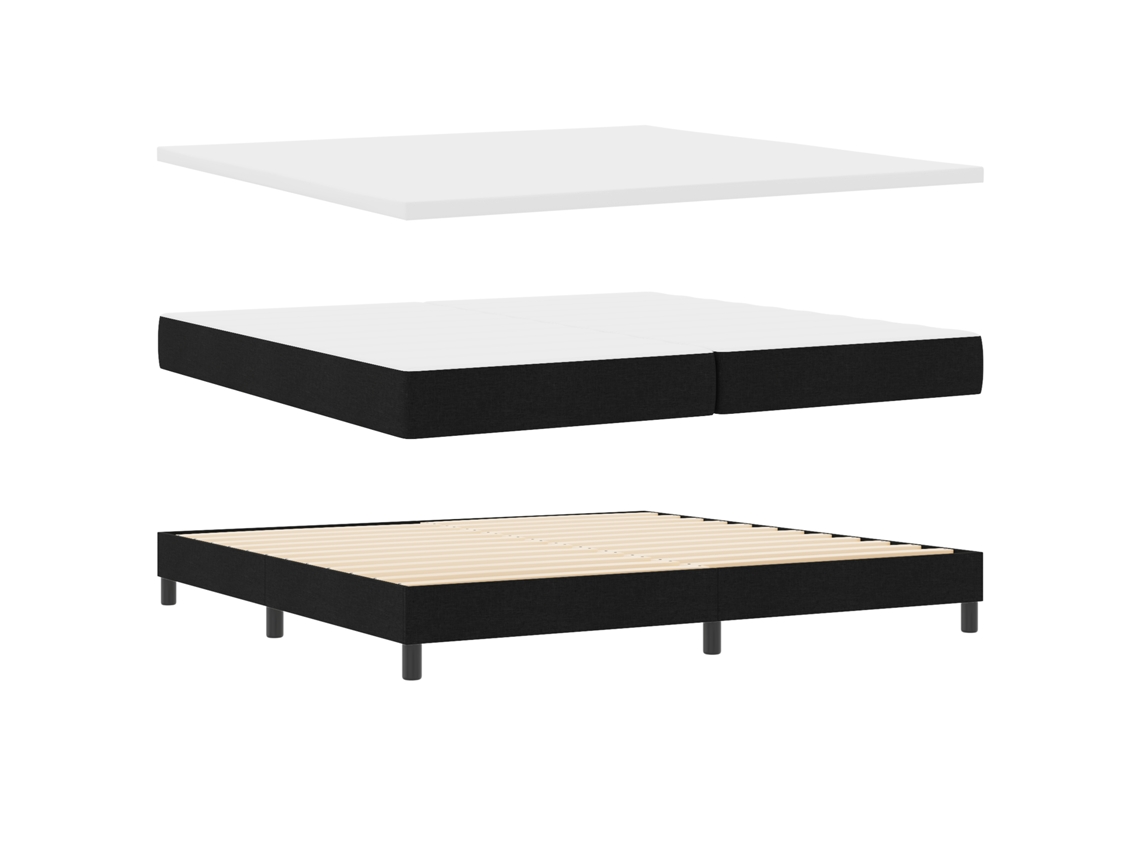 Conjunto 1 Cama Box Vidaxl Preto Tecido (200 X 200 Cm)