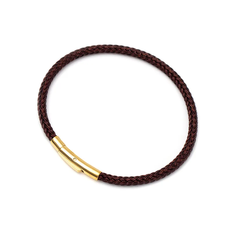 Pulseira de Luxo Multicolorida e Charmosa com Fio de Aço Inoxidável e Cordão À Prova D'água MDUG (café 20cm)