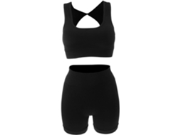 Roupa Esportiva Feminina Em Nylon Preto, Incluindo Shorts Femininos.