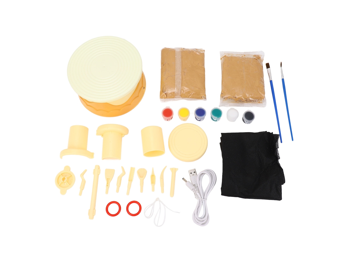 Primerox rodízio de Cerâmica para Crianças com Ferramentas e Tinta Kit Completo Iniciantes Amarelo