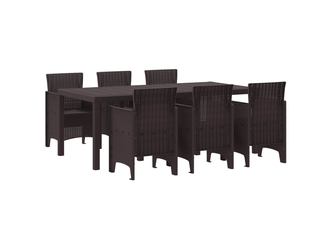 Vidaxl Conjunto De Jantar Para Jardim 7 Unid. Castanho Polipropileno