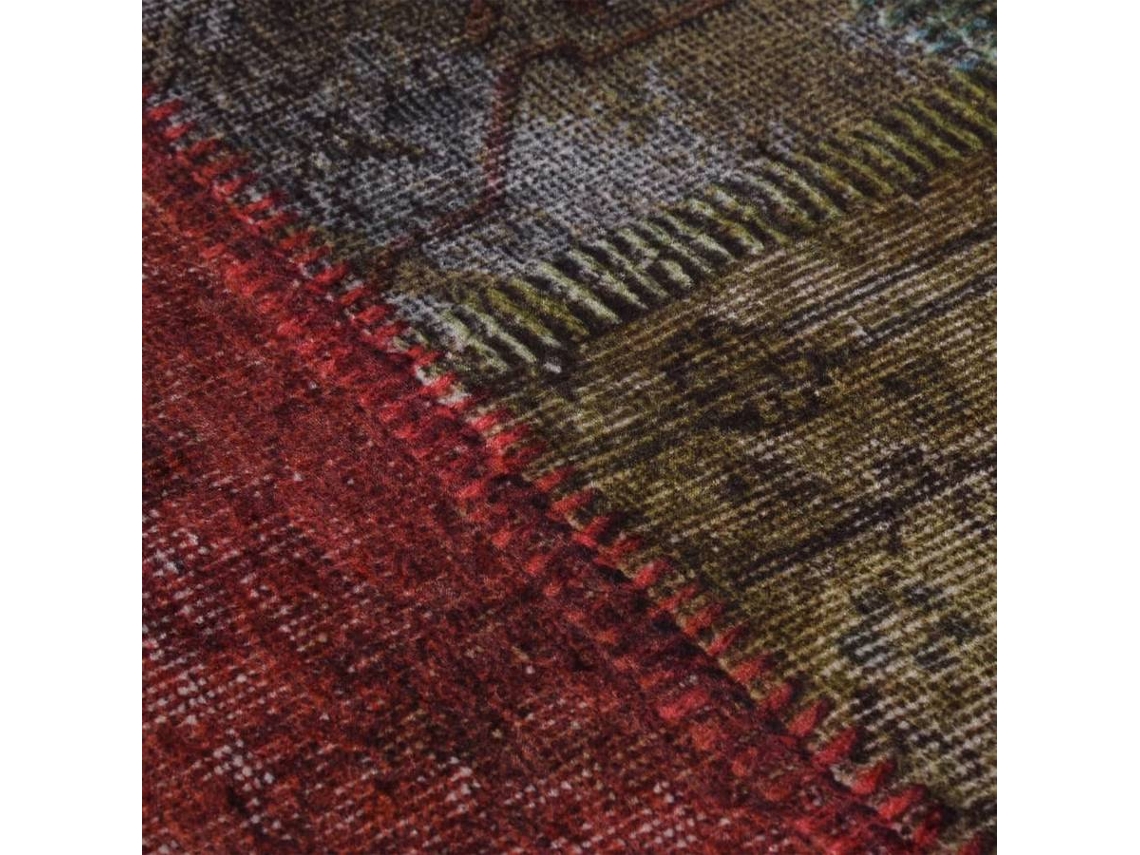 vidaXL Tapete lavável antiderrapante φ120 cm patchwork multicor